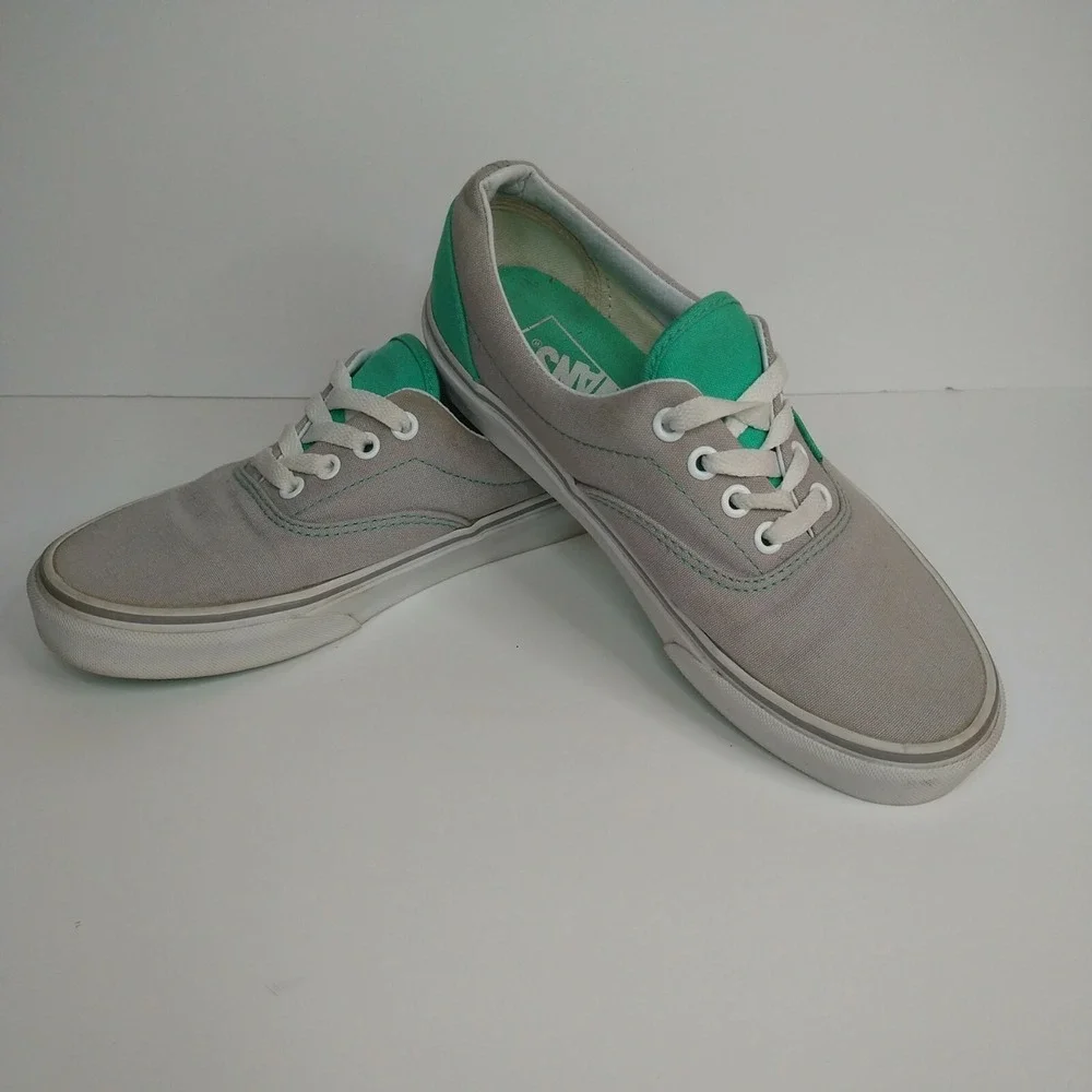 VANS ERA HEEL POP SKATE SHOE SLEET‎ GREY/MINT LEAF YOUTH M5.5, W7